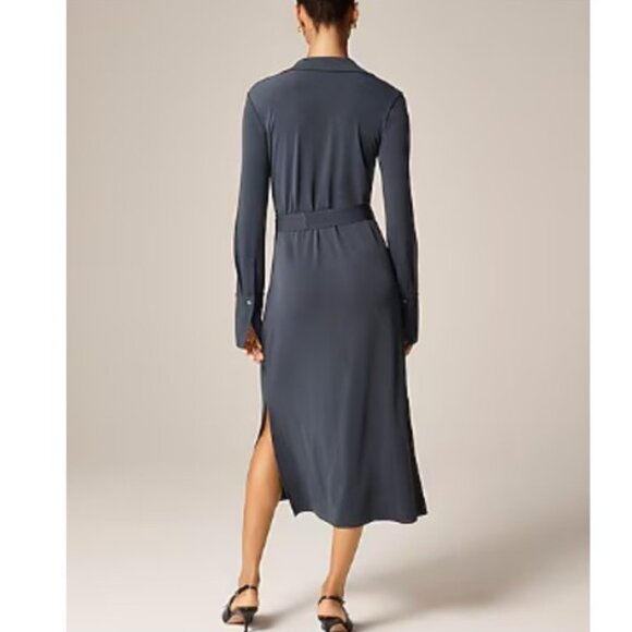 Midi shirt-dress in matte jersey - Picture 2 of 4